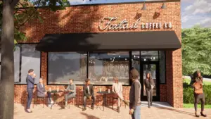 foxtail coffee co holland main entrance exterior rendering